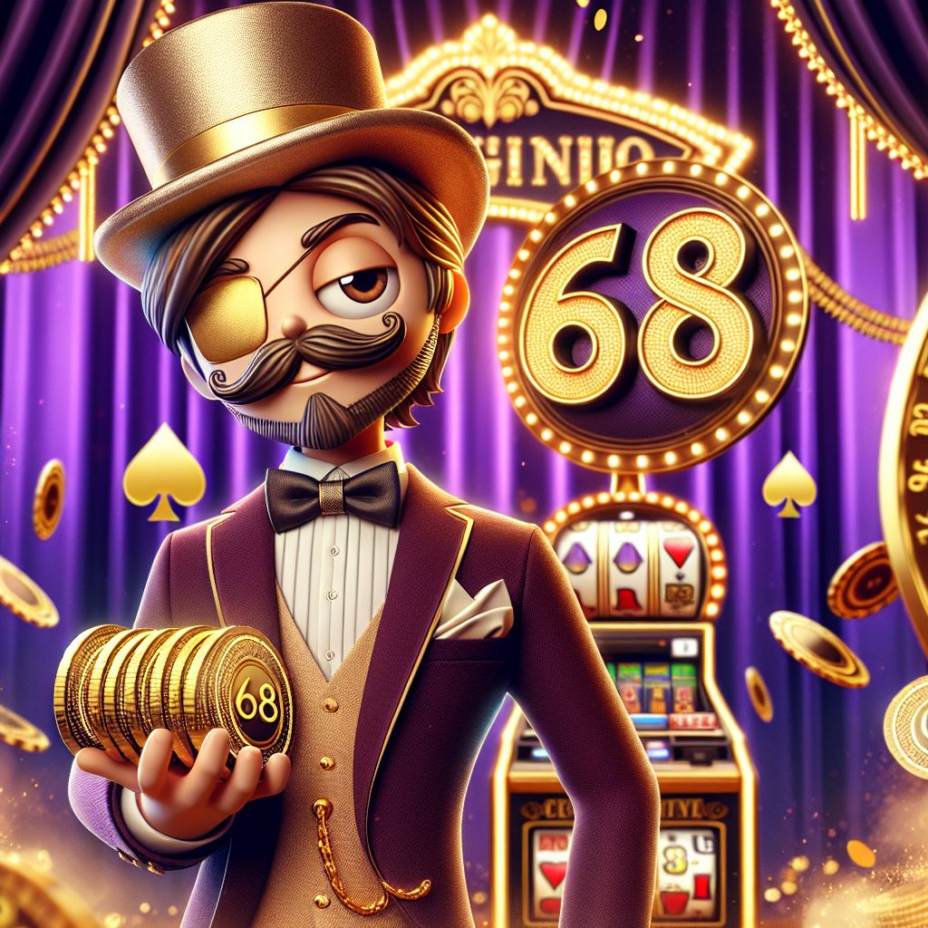 618jili Casino themed characters with slot machines and casino chips in vibrant setting