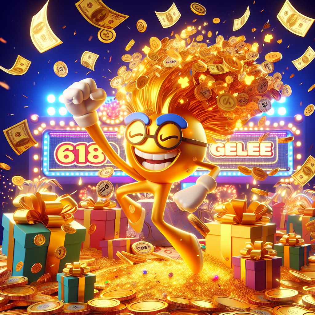 618jili promotional characters celebrating with coins and bonus rewards